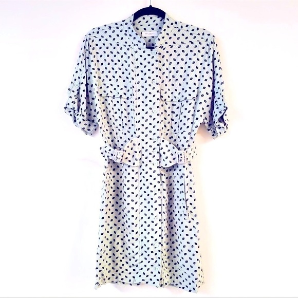 Equipment Absalone 4 dress midi mini sheath silky Jacquard belted button relaxed - Picture 3 of 10